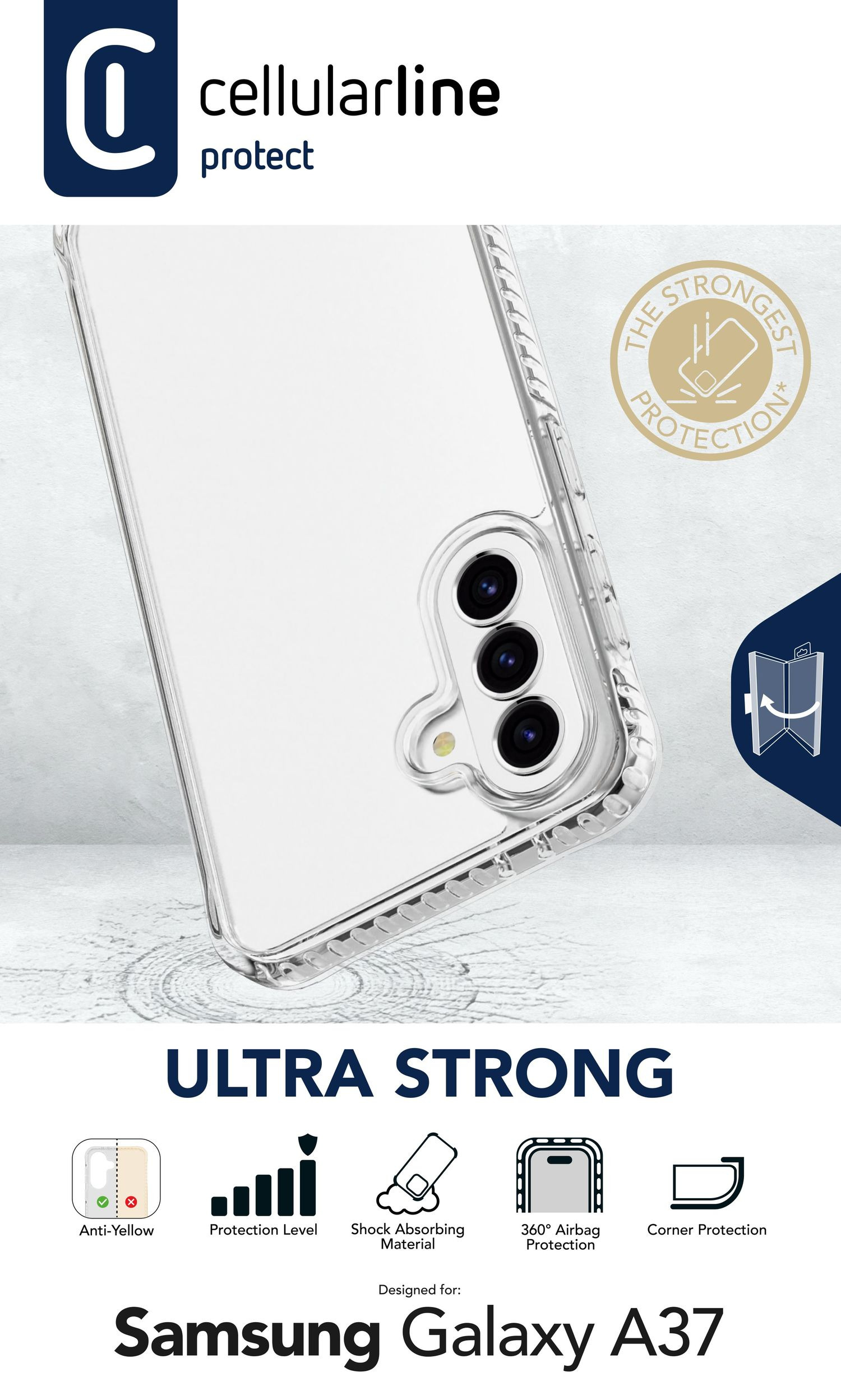 Cellularline Ultra Strong Case f�r Samsung A37 5G Clear TETRA2GALA37T