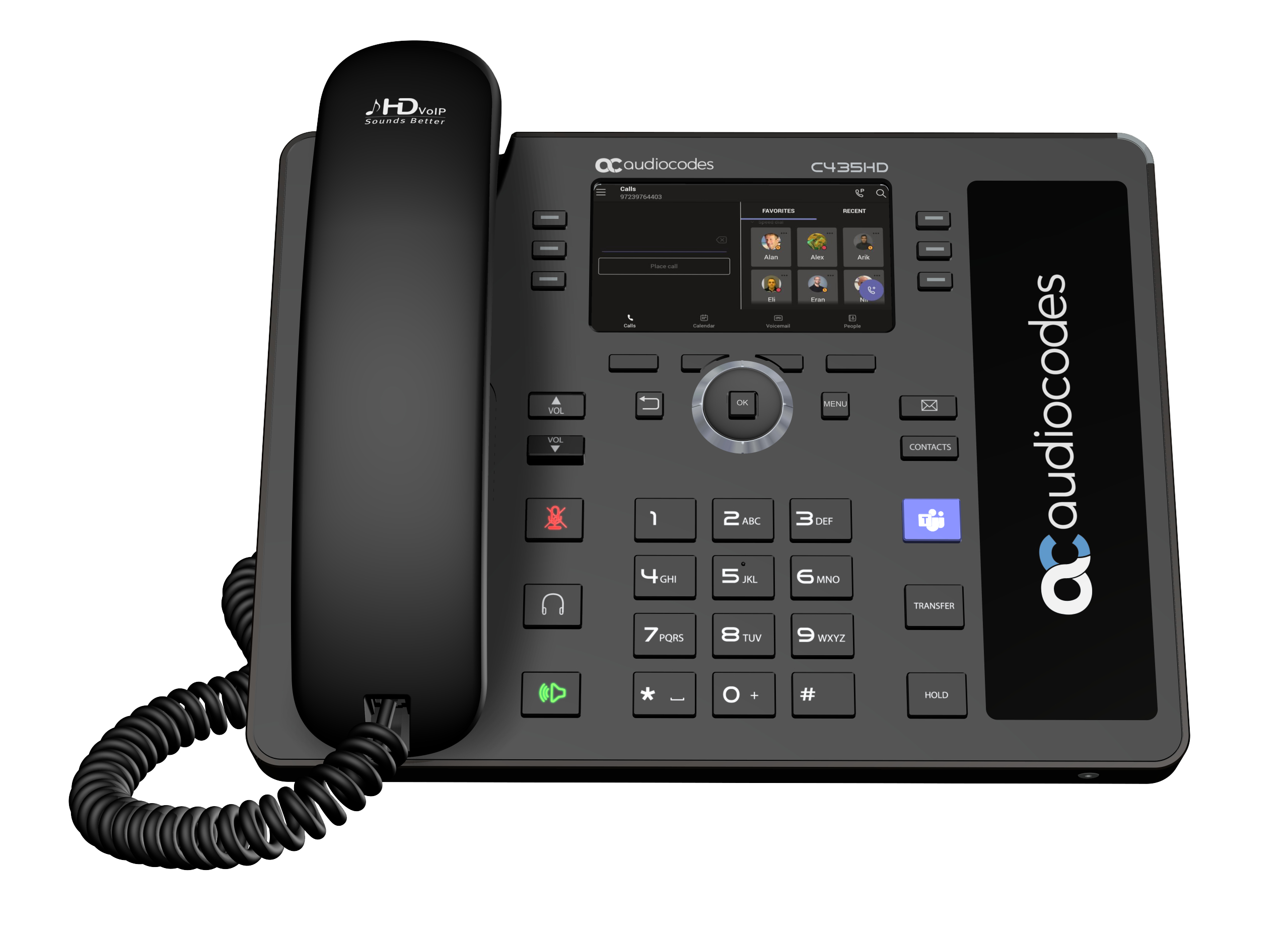 AudioCodes Teams C435HD IP-Phone PoE GbE with an external power supply black - VoIP-Telefon - TCP/IP