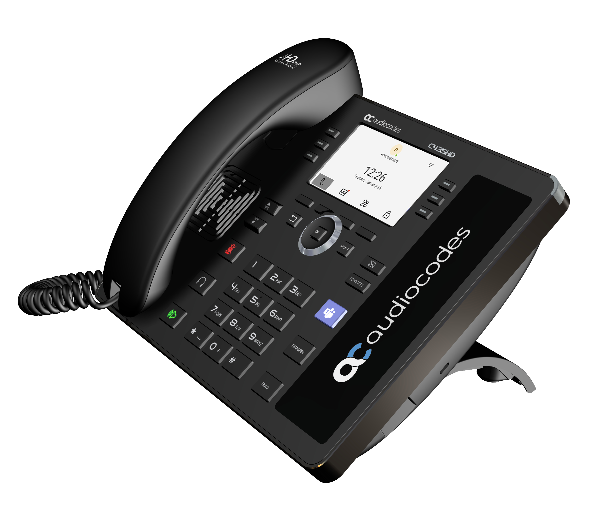AudioCodes Teams C435HD IP-Phone PoE GbE with an external power supply black - VoIP-Telefon - TCP/IP