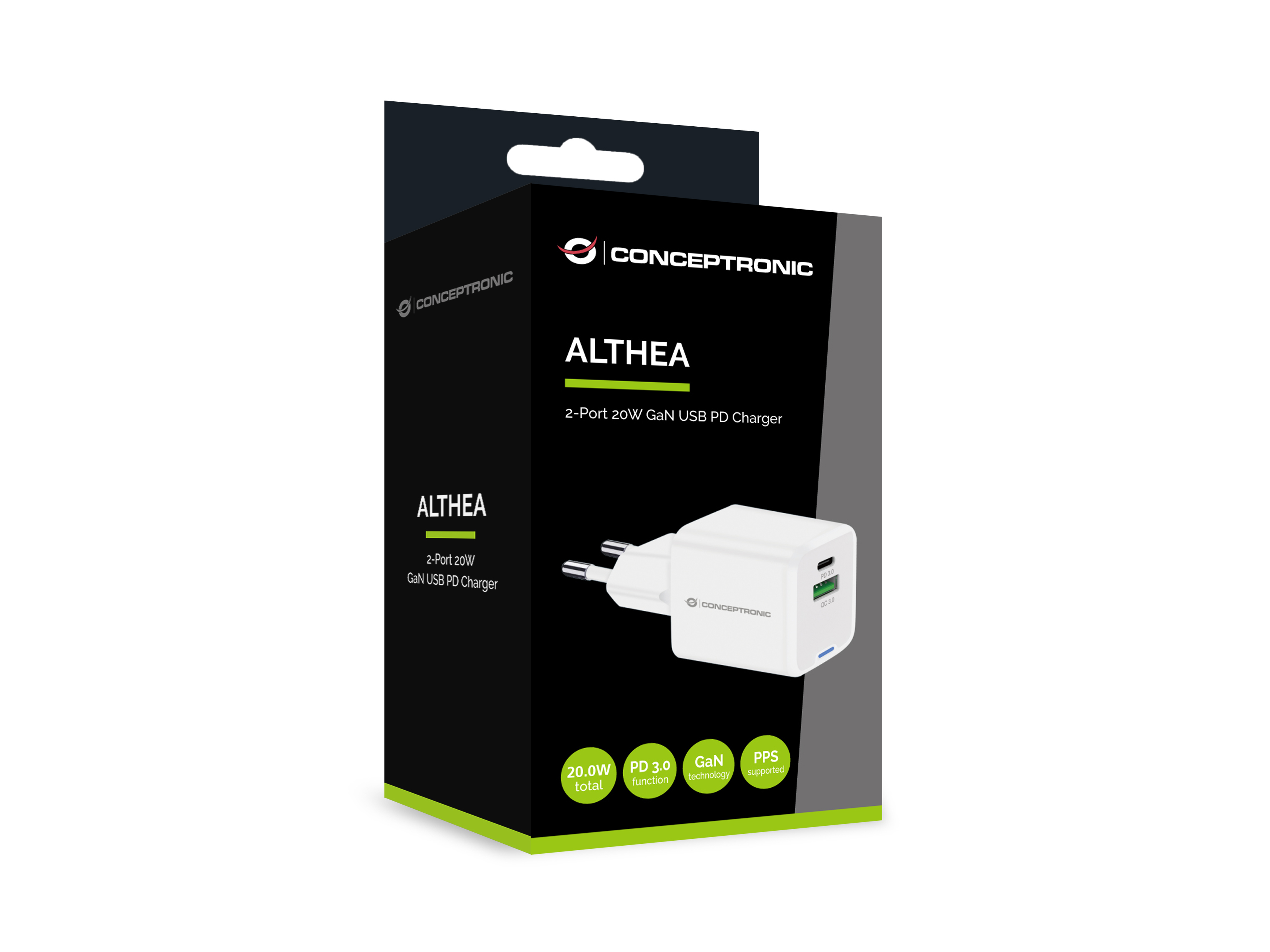 Conceptronic ALTHEA15W chargeur dappareils mobiles Universel Blanc Secteur Charge rapide Intrieure