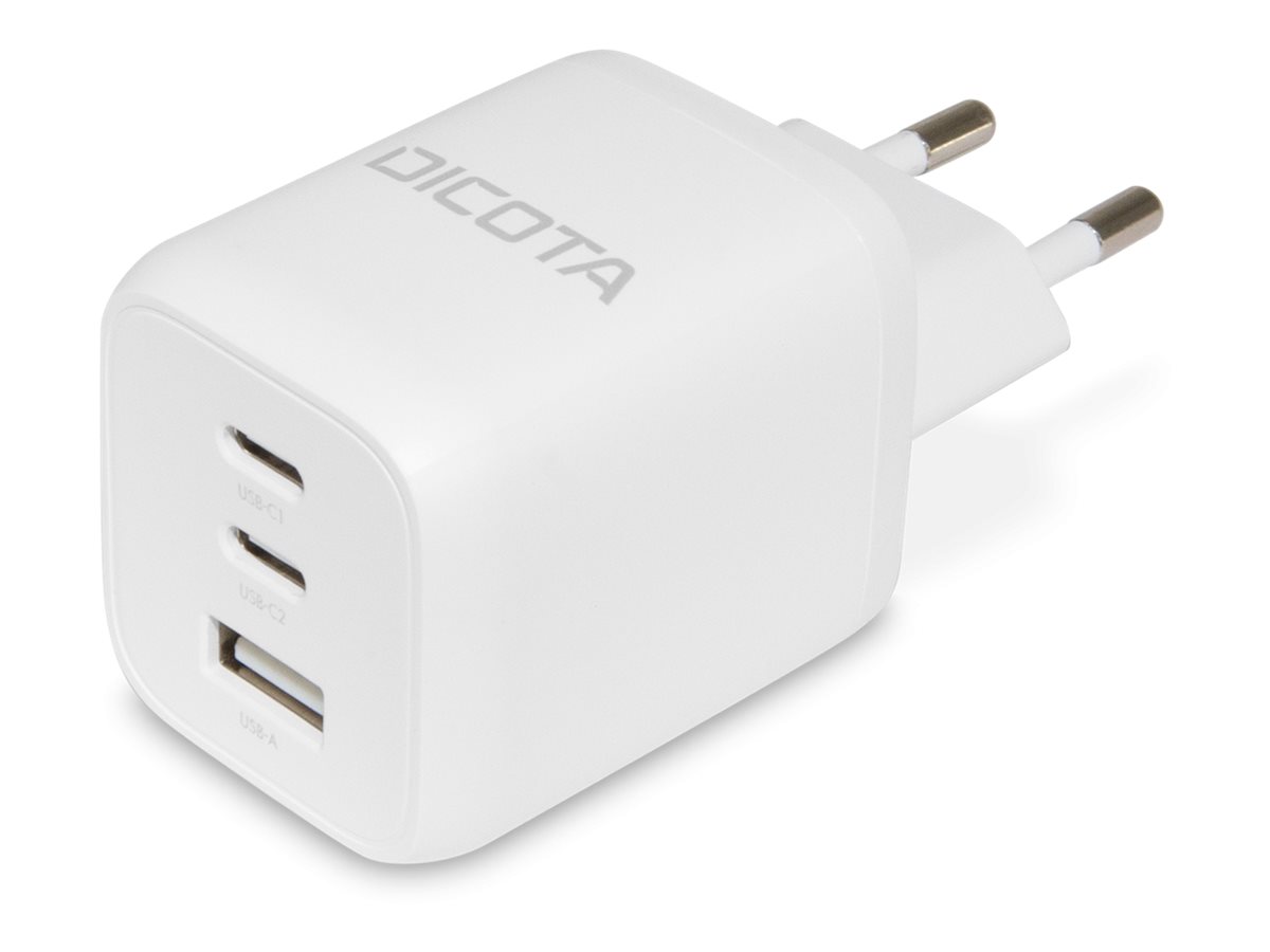 Dicota Netzteil - kompakt, GaN - 65 Watt - 5 A - PD 3.0 - 3 Ausgabeanschlussstellen (USB, 2 x USB-C)