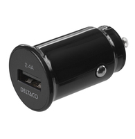 Deltaco 12/24 V USB car charger with compact size and 1x USB-A port 2