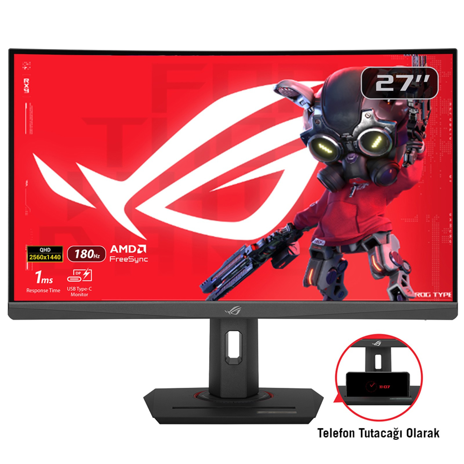 ASUS XG27WCS computer monitor 68.6 cm (27) 2560 x 1440 pixels Wide Quad HD Black