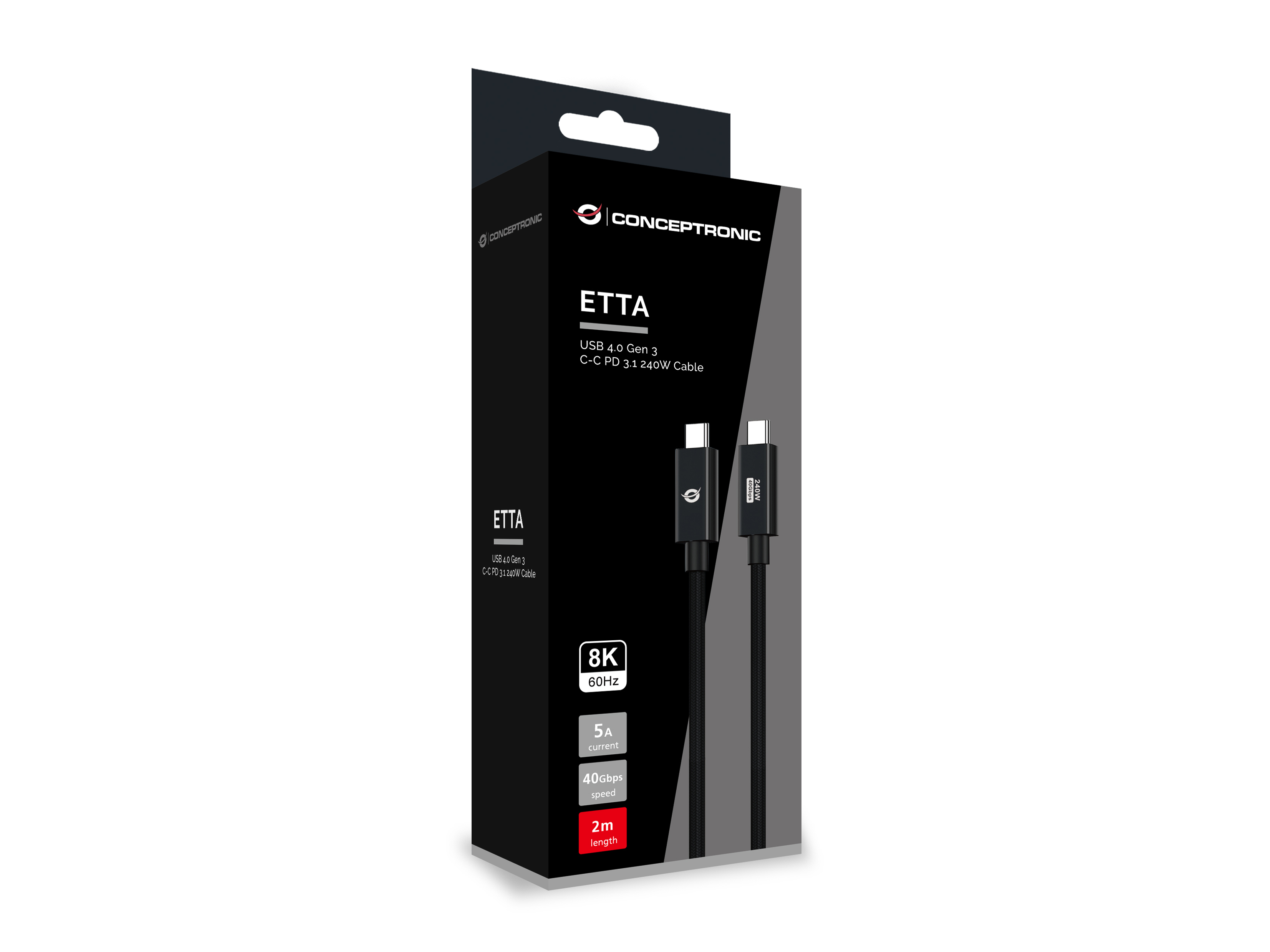 Conceptronic ETTA04B20 c�ble USB USB4 Gen 3x2 2 m USB C Noir