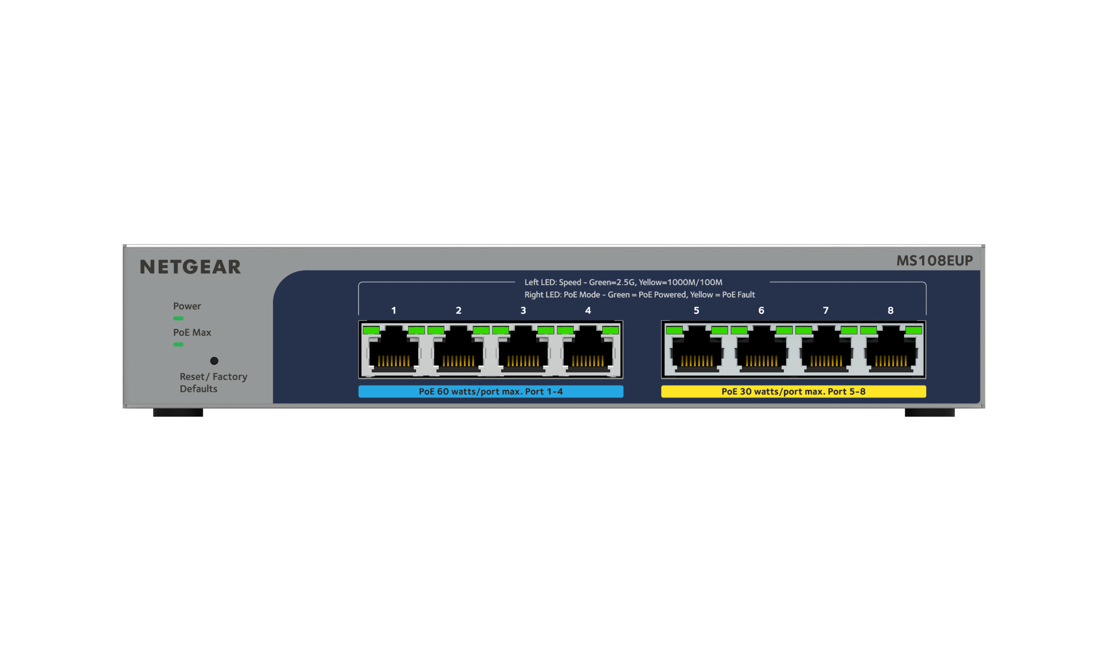 NETGEAR 8-port Ultra60 PoE++ Multi-Gigabit (2.5G) Ethernet Plus Switch G�r� L2/L3 2.5G Ethernet (100/1000/2500) Connexion Ethernet, supportant lalimentation via ce port (PoE) Gris