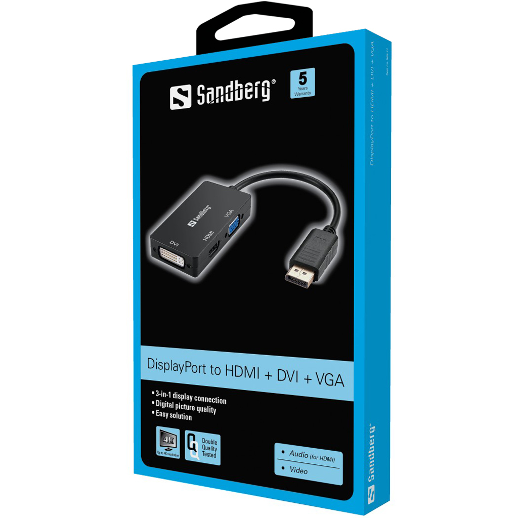 Sandberg Adapter DP>HDMI+DVI+VGA