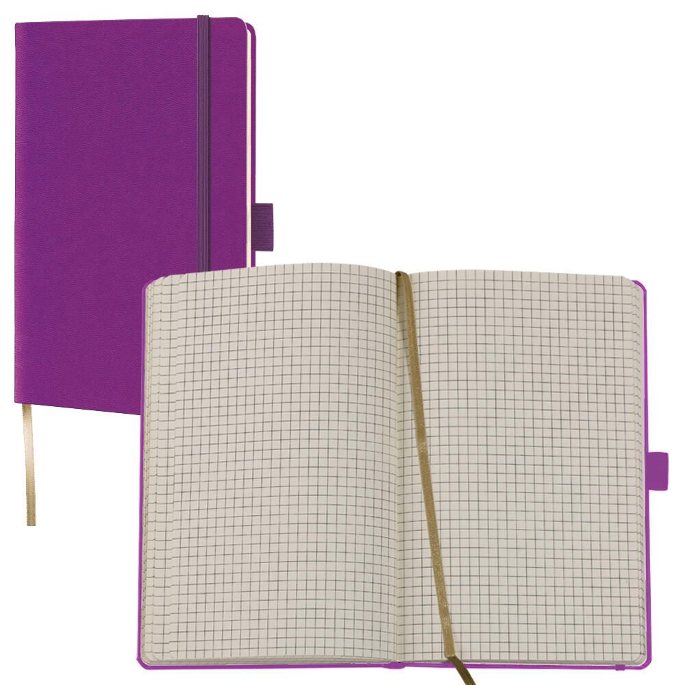 Lediberg Notizbuch Tucson ca. DIN A6 kariert lila Hardcover 192 Seiten - A6