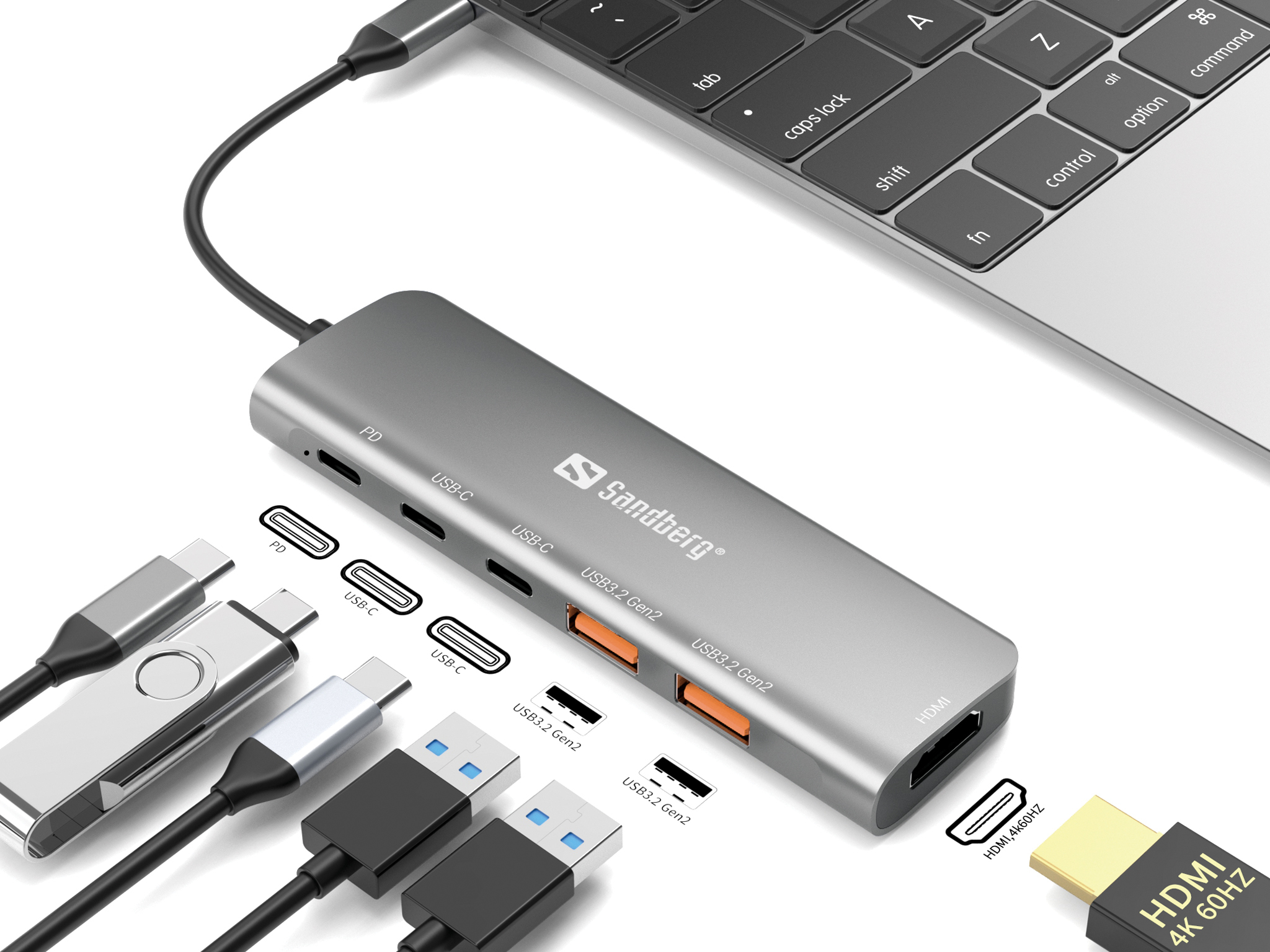 SANDBERG USB-C Dock HDMI+ 2xUSB-A+ 2xUSB-C+ PD100W