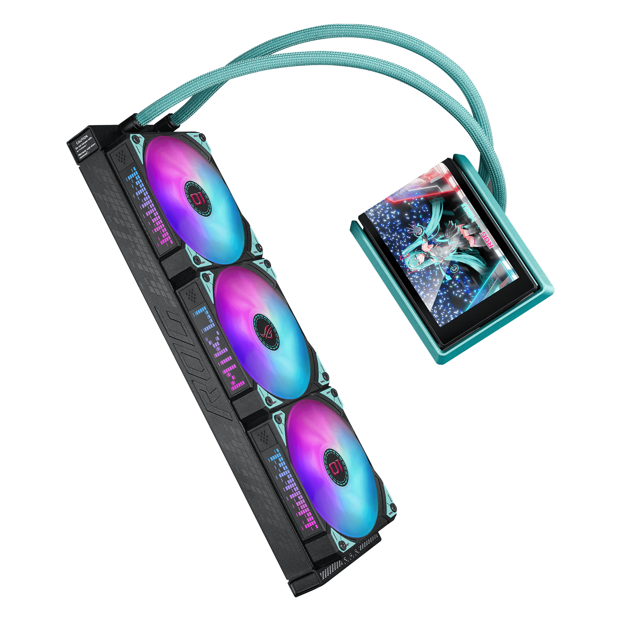 ASUS ROG RYUO IV 360 ARGB Hatsune Miku Edition Processore Raffreddatore di liquidi tutto in uno 12 cm Nero, Turchese