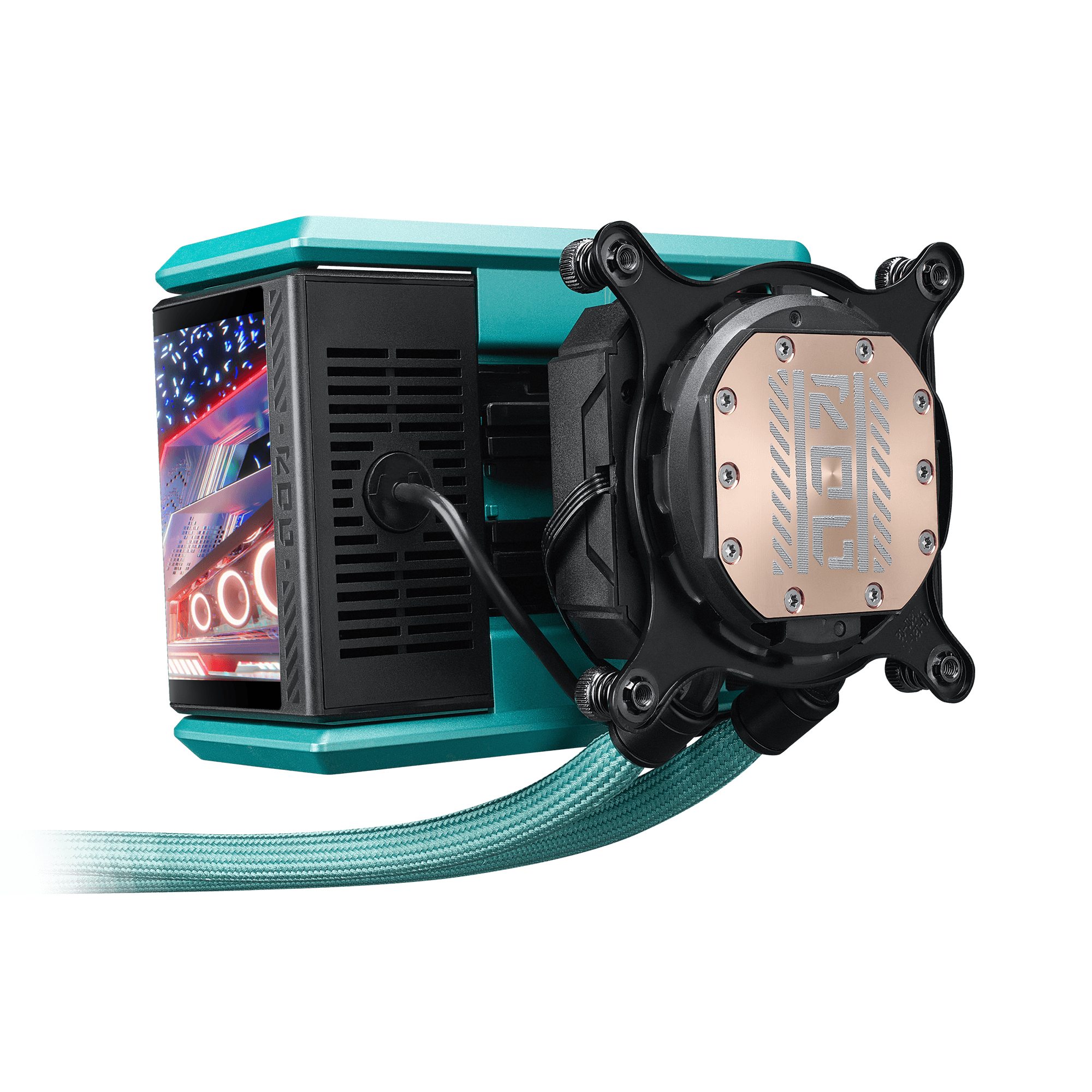 ASUS ROG RYUO IV 360 ARGB Hatsune Miku Edition Processore Raffreddatore di liquidi tutto in uno 12 cm Nero, Turchese
