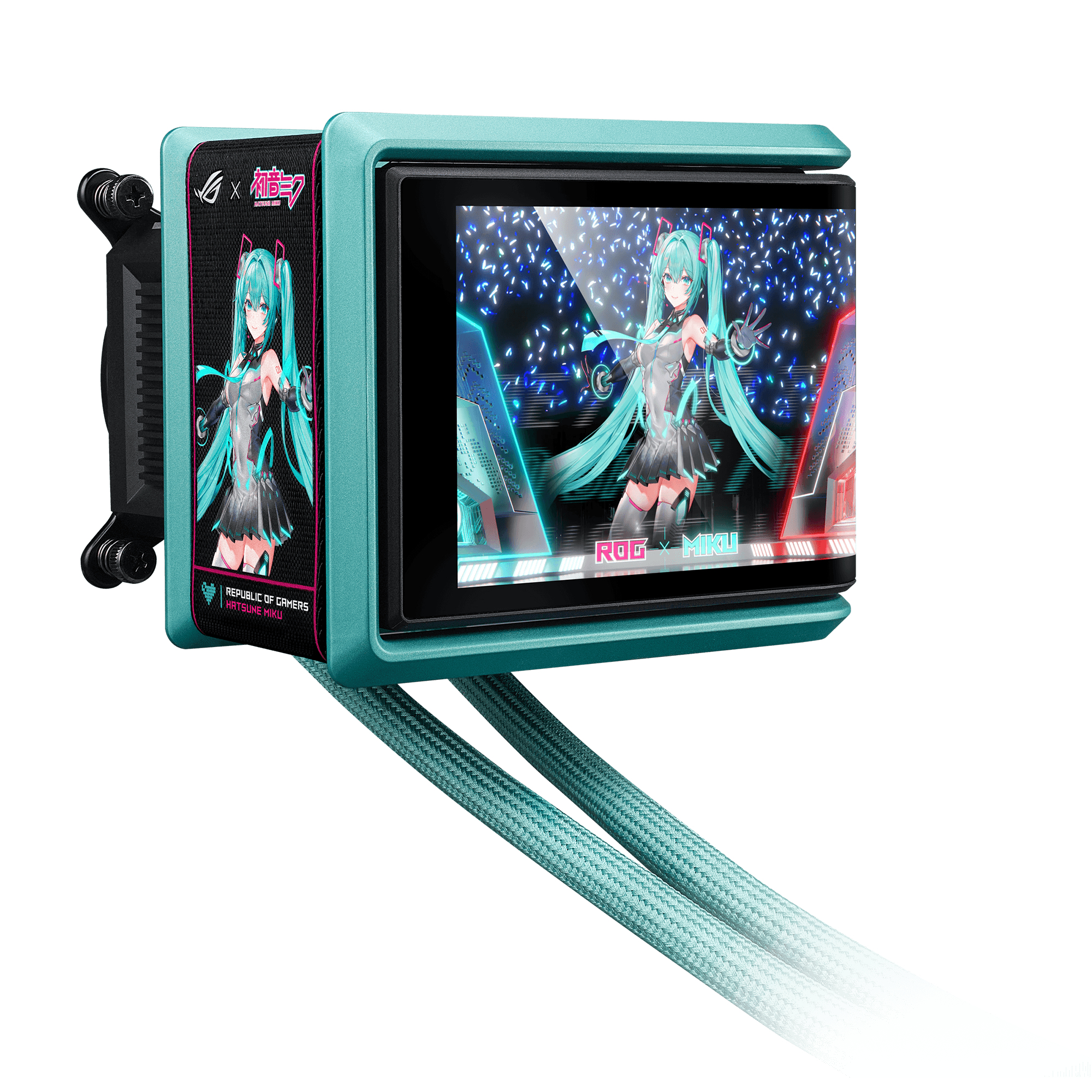 ASUS ROG RYUO IV 360 ARGB Hatsune Miku Edition Processore Raffreddatore di liquidi tutto in uno 12 cm Nero, Turchese