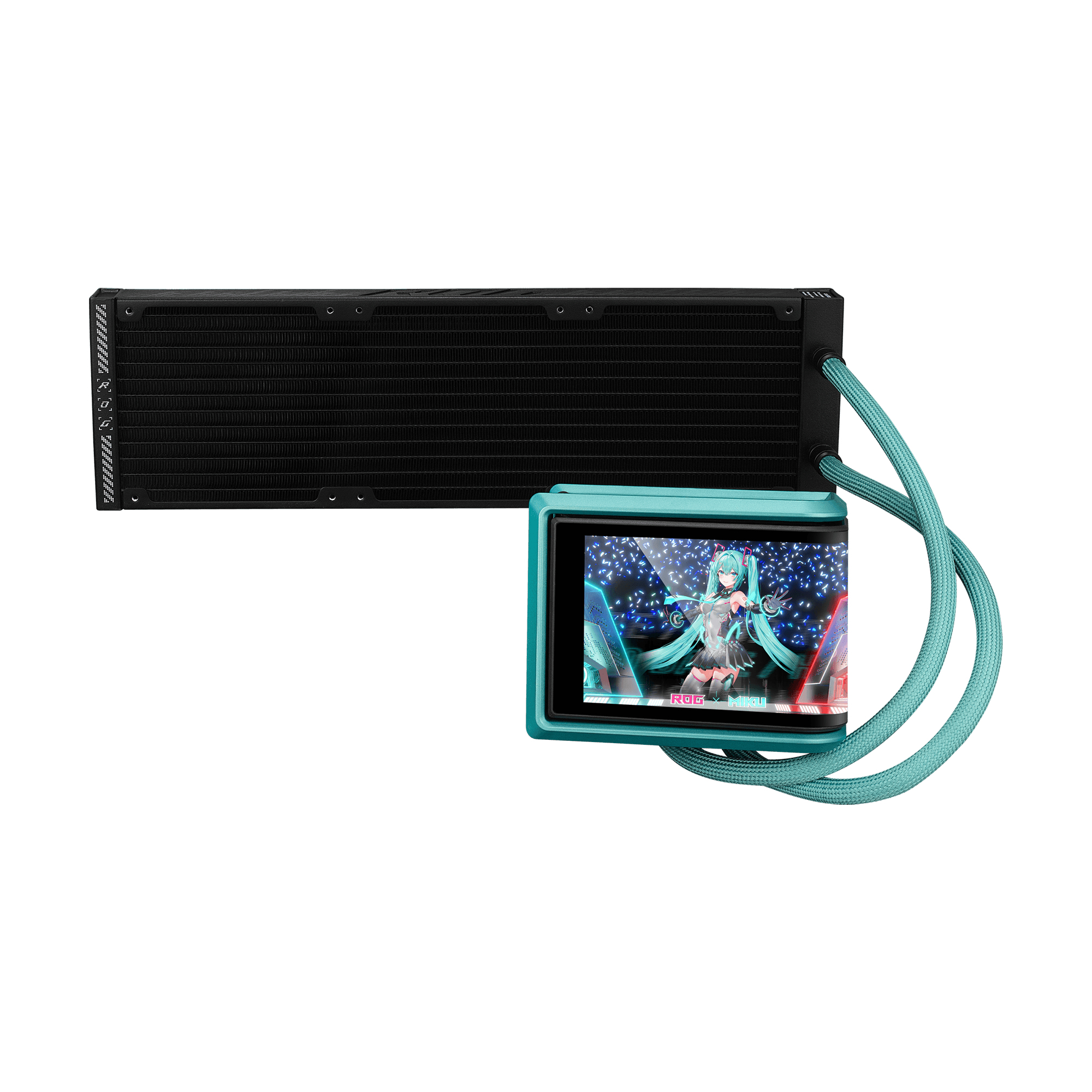 ASUS ROG RYUO IV 360 ARGB Hatsune Miku Edition Processore Raffreddatore di liquidi tutto in uno 12 cm Nero, Turchese