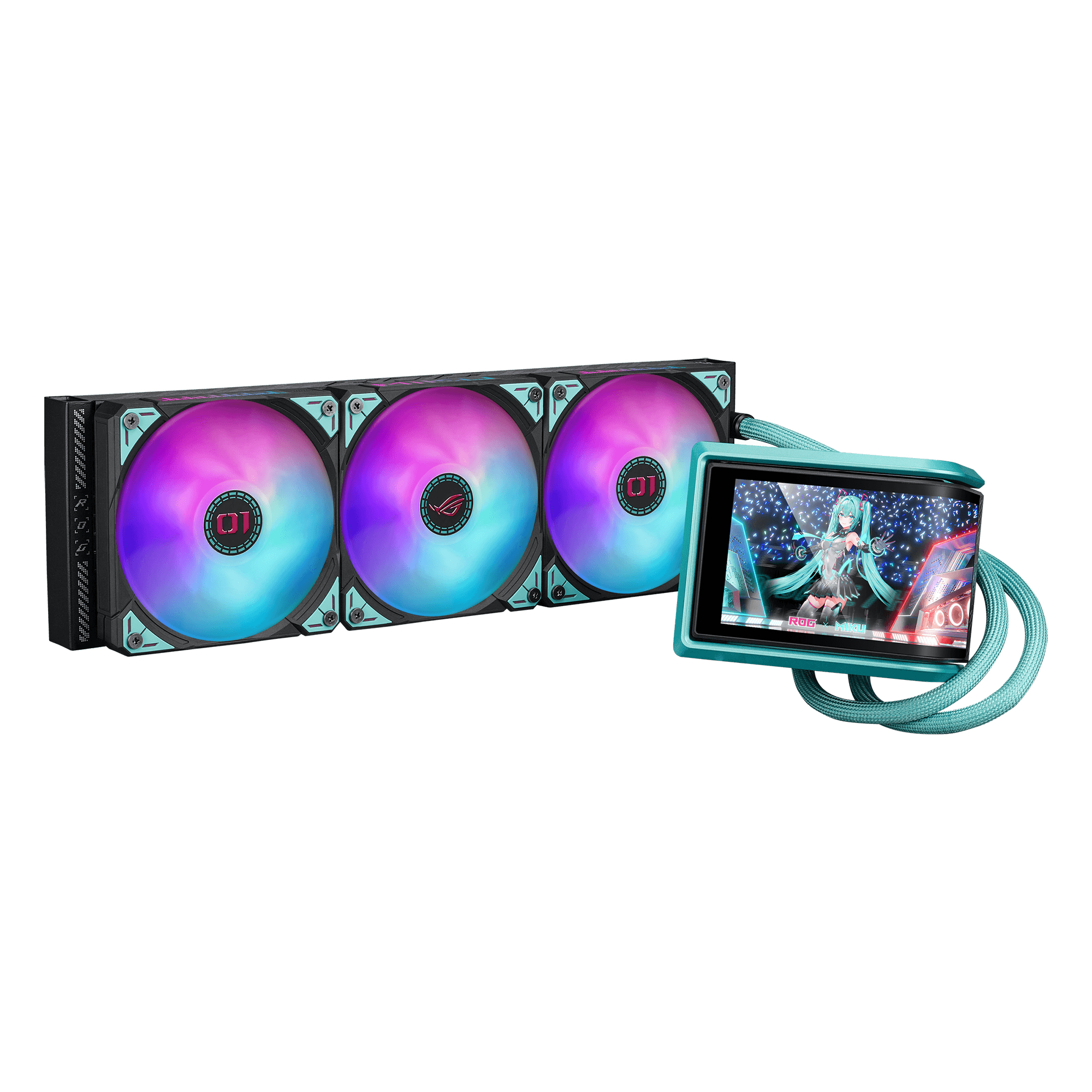 ASUS ROG RYUO IV 360 ARGB Hatsune Miku Edition Processore Raffreddatore di liquidi tutto in uno 12 cm Nero, Turchese