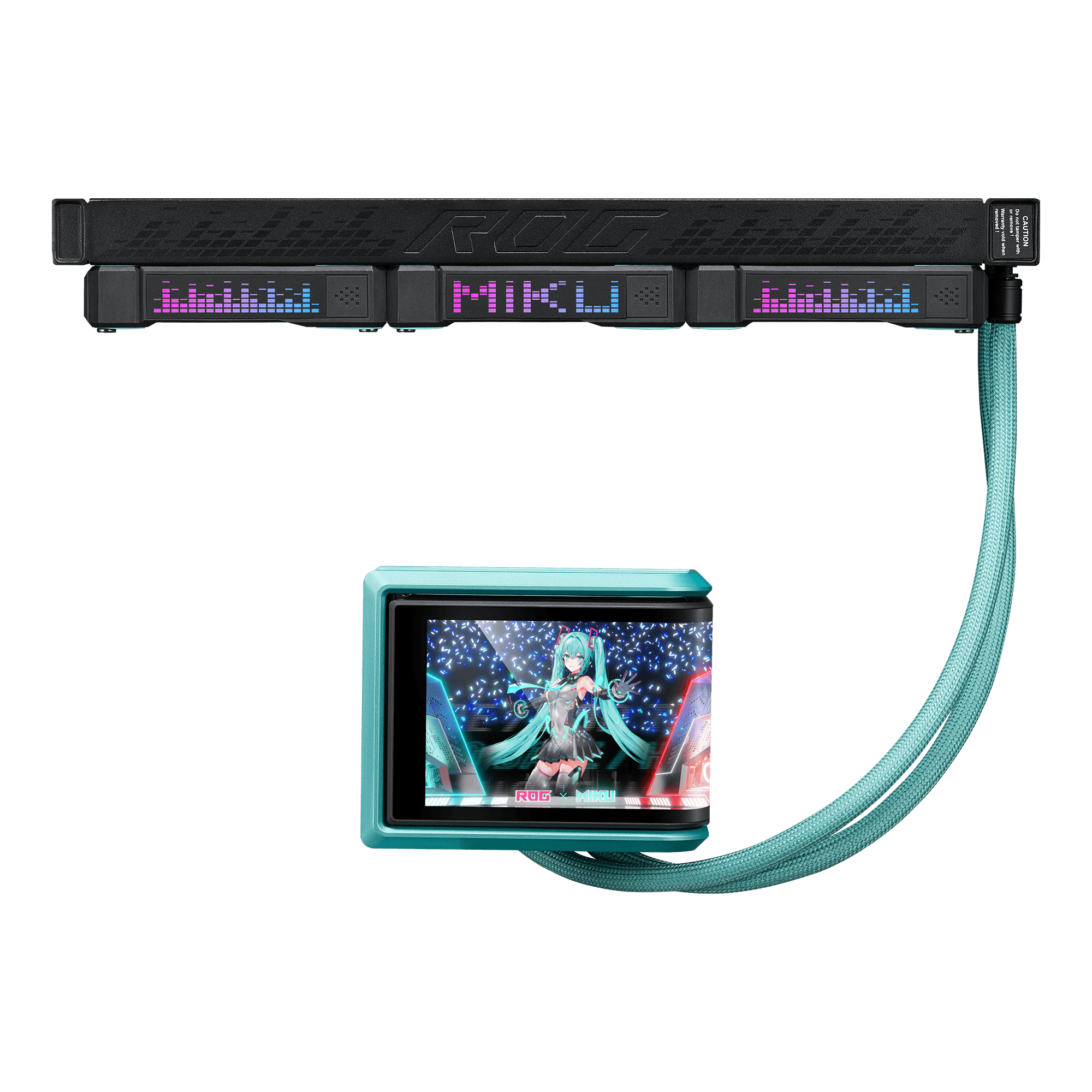 ASUS ROG RYUO IV 360 ARGB Hatsune Miku Edition Processore Raffreddatore di liquidi tutto in uno 12 cm Nero, Turchese
