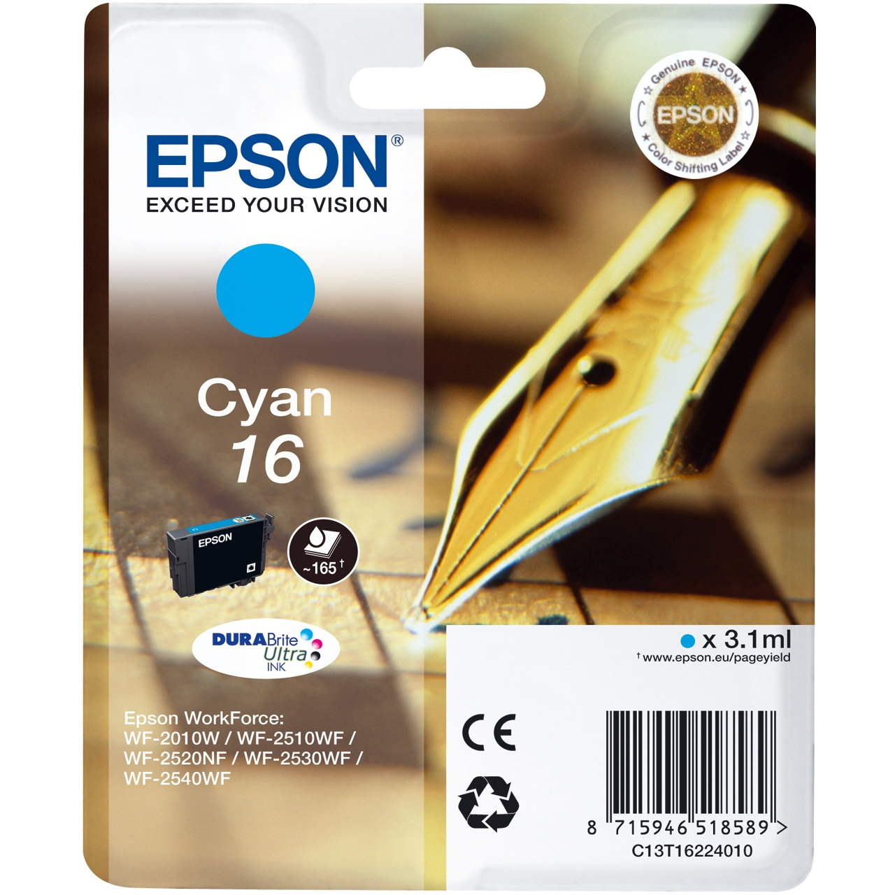 Epson Pen and crossword Singlepack Cyan 16 DURABrite Ultra Ink