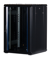 Rockstable 18 HE 19 Serverschrank mit Glast�r - Freistehendes Gestell - 18U - 800 kg - Sperrschloss - Ablageschienen - Verstellbare F��e