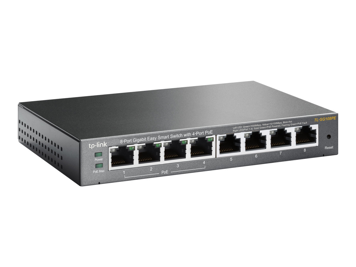 TP-Link TL-SG108PE switch Gestionado L2 Gigabit Ethernet (10/100/1000) Energ�a sobre Ethernet (PoE) Negro