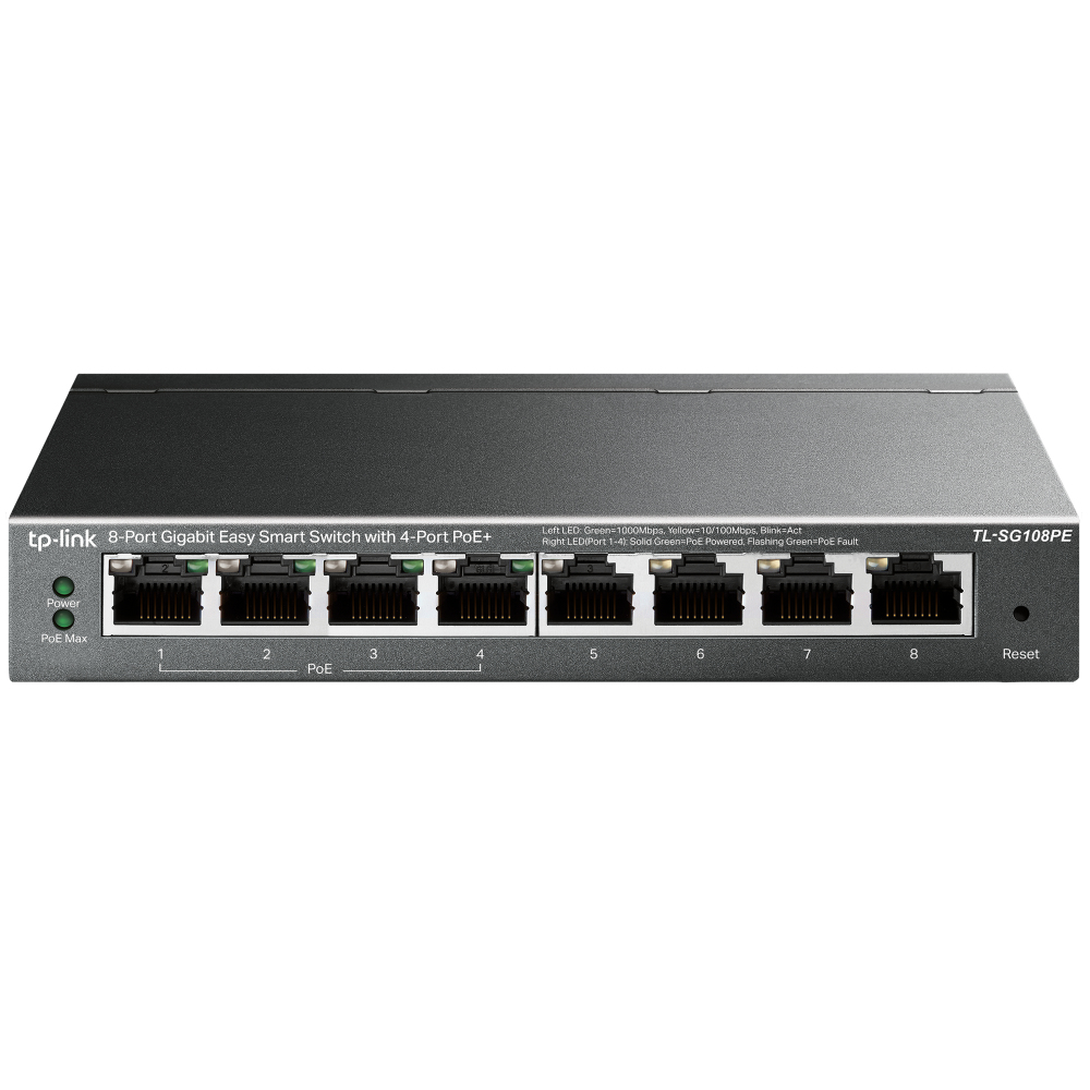 TP-Link TL-SG108PE switch Gestionado L2 Gigabit Ethernet (10/100/1000) Energ�a sobre Ethernet (PoE) Negro