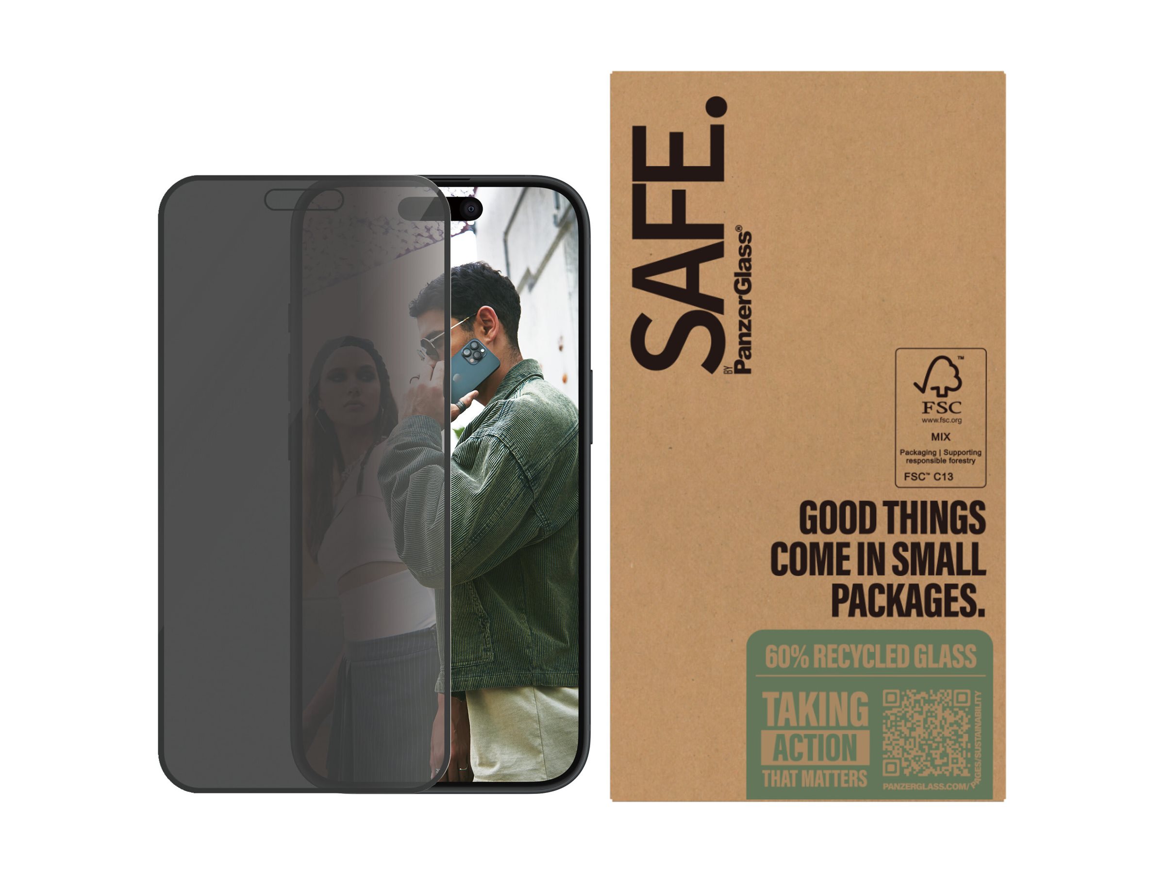 PanzerGlass SAFE. by  Privacy Screen Protector iPhone 16 | 15 | Ultra-Wide Fit