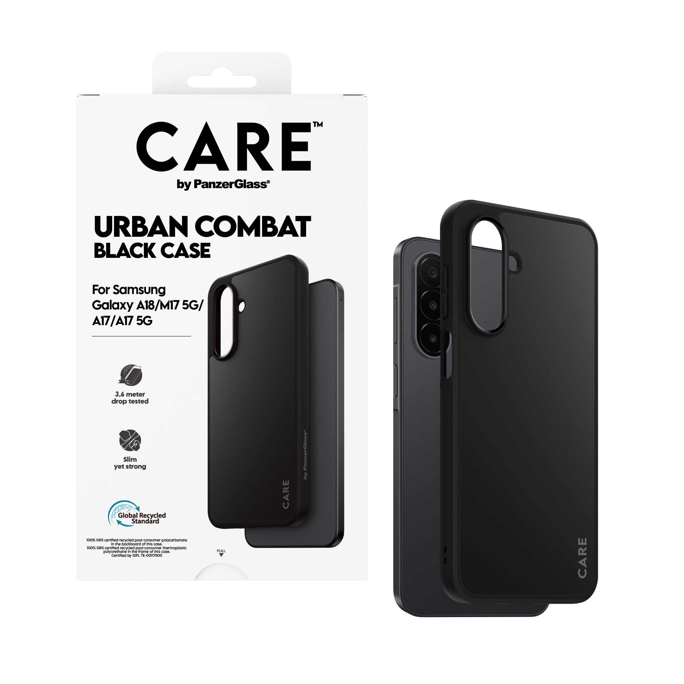 PanzerGlass CARE by � Urban Combat Case Black Samsung Galaxy A18 | M17 5G | A17 | A17 5G custodia per cellulare Cover Trasparente
