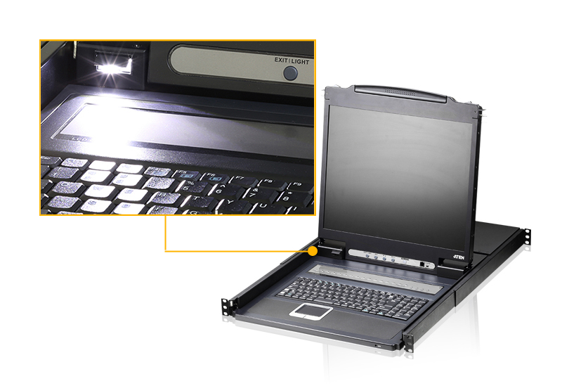 ATEN CL1308 - KVM-Konsole mit KVM-Switch - 8 Anschl�sse - PS/2, USB - 48.3 cm (19)