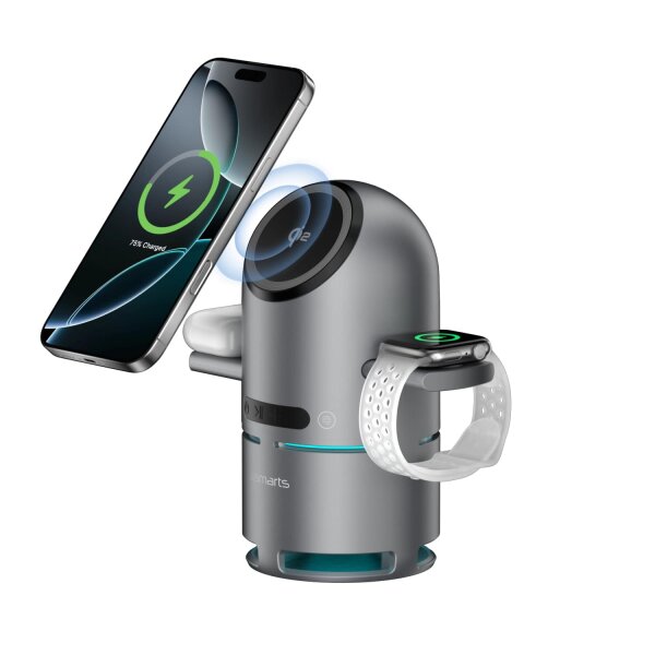 4smarts Qi2 Ladestation ChargeBot Sound Spacegrau