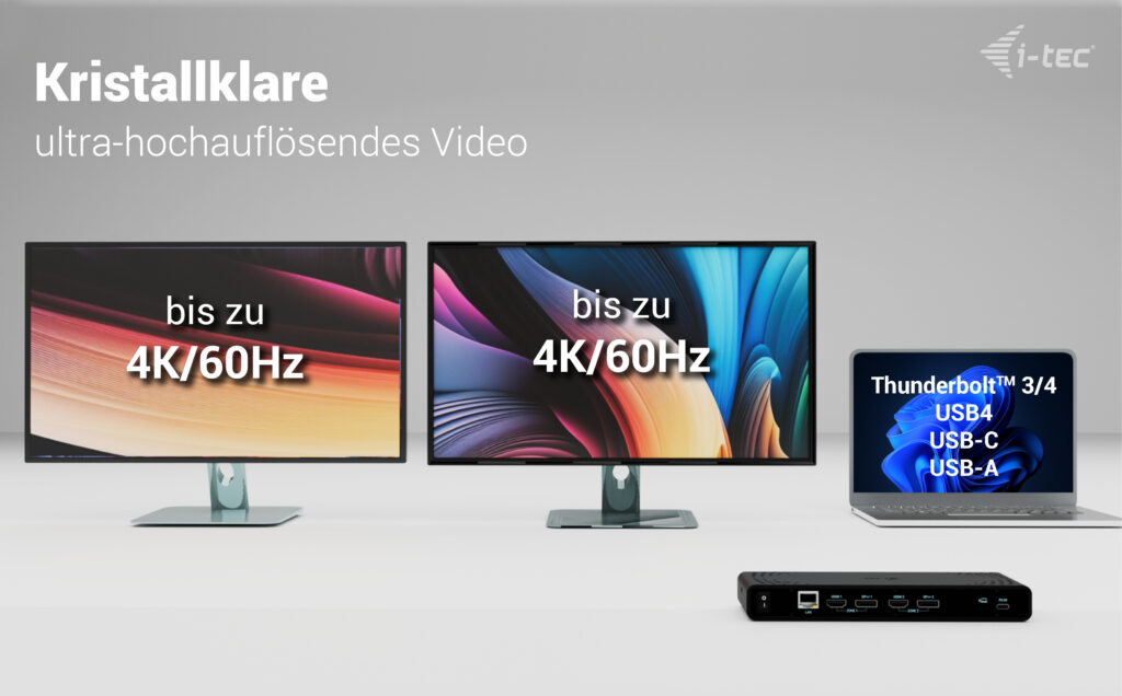 i-tec Universal Dual 4K Display Docking Station + Power Delivery 85W