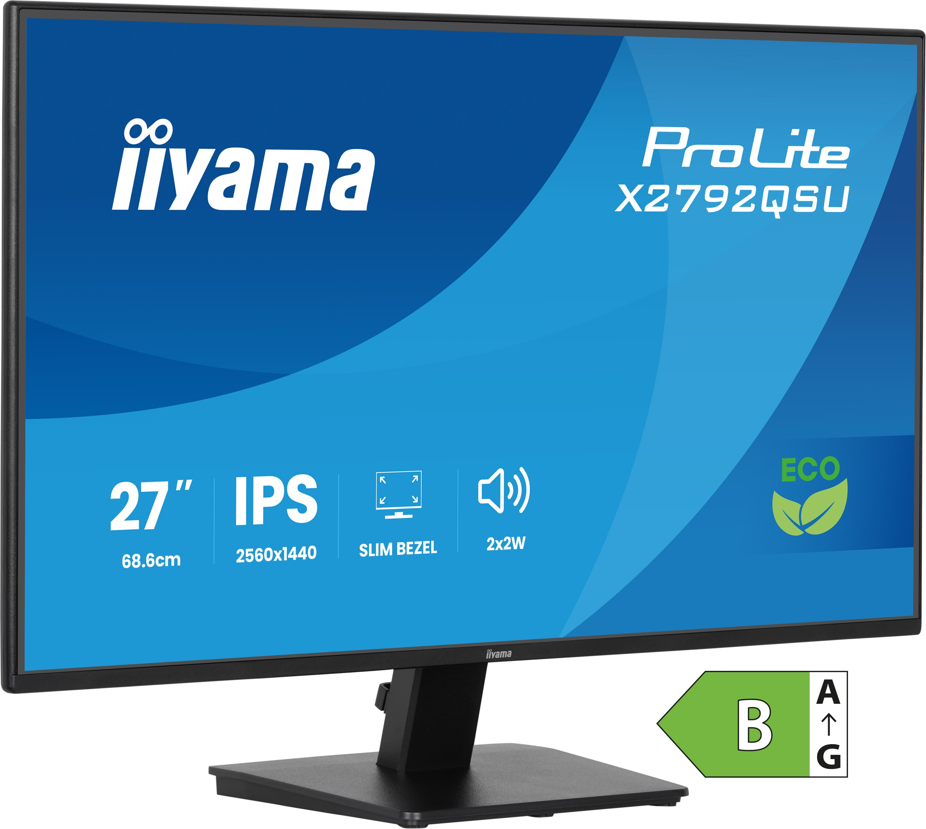 iiyama ProLite X2792QSU-B1 �cran plat de PC 68,6 cm (27) 2560 x 1440 pixels Quad HD Noir