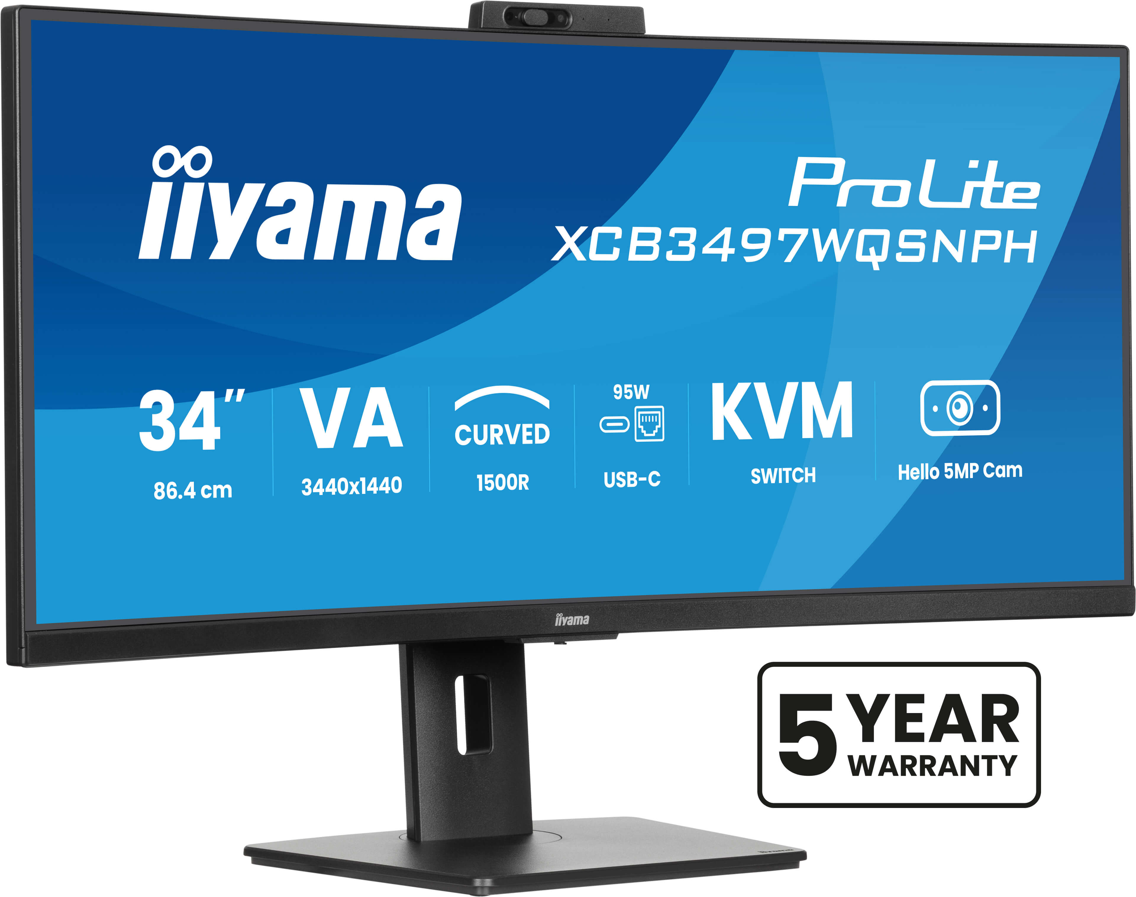 iiyama ProLite XCB3497WQSNPH-B1 computer monitor 86.4 cm (34) 3440 x 1440 pixels UltraWide Quad HD LED Black