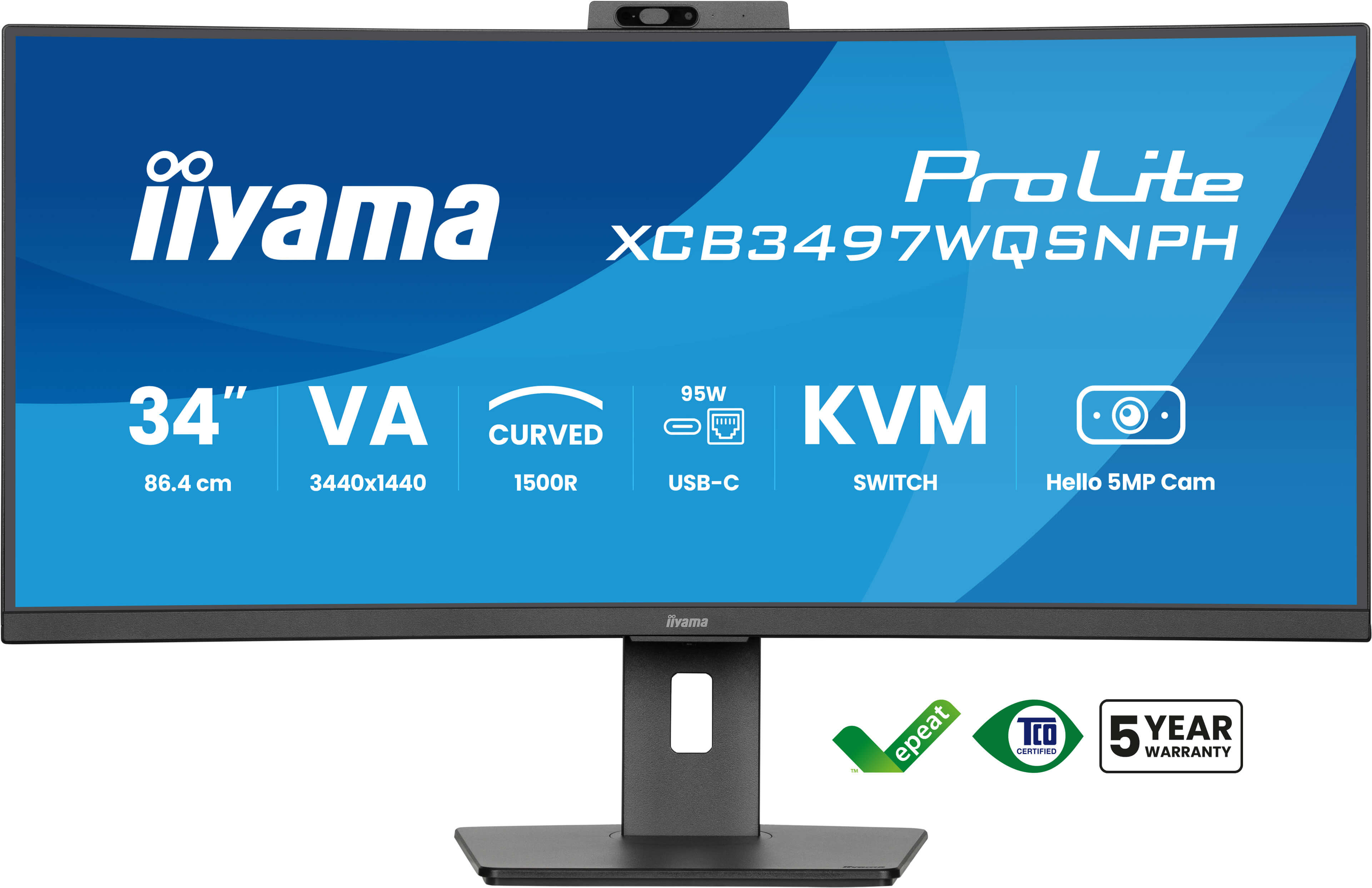 iiyama ProLite XCB3497WQSNPH-B1 computer monitor 86.4 cm (34) 3440 x 1440 pixels UltraWide Quad HD LED Black