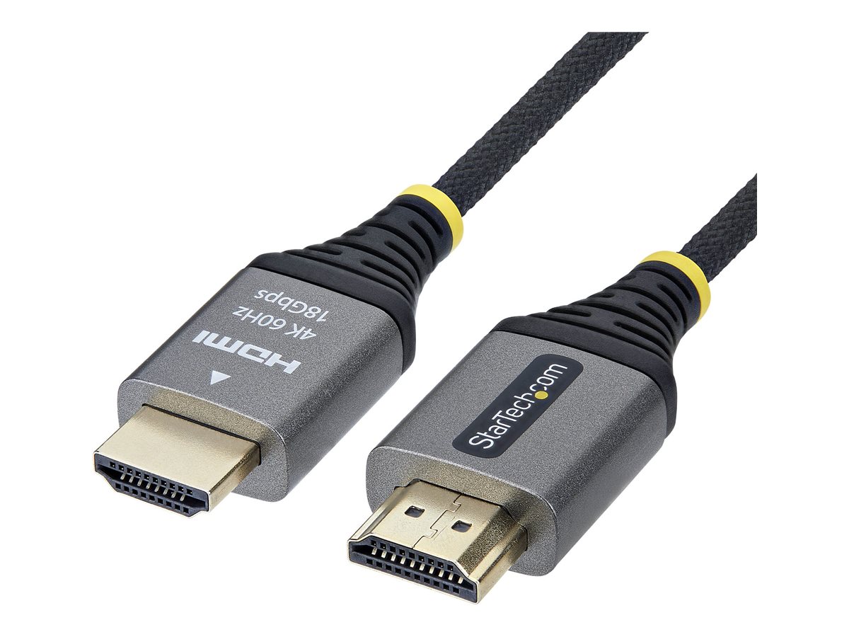 StarTech.com C�ble HDMI Haute Vitesse Certifi� Premium 50cm (1,6ft), Ultra Flexible, 4K 60Hz/1440p 144Hz avec HDR10/ARC, 18Gbps, Cordon HDMI Tress� Haute Flexibilit�