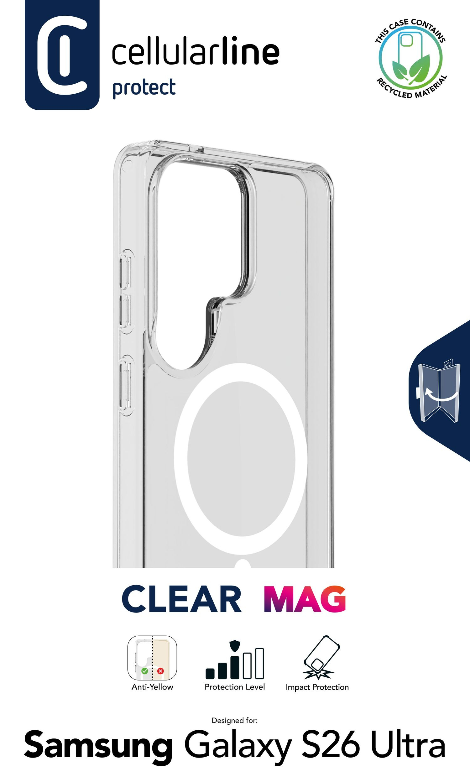 Cellularline Back Cover CLEARMAG f�r Galaxy S26 Ultra Transparent
