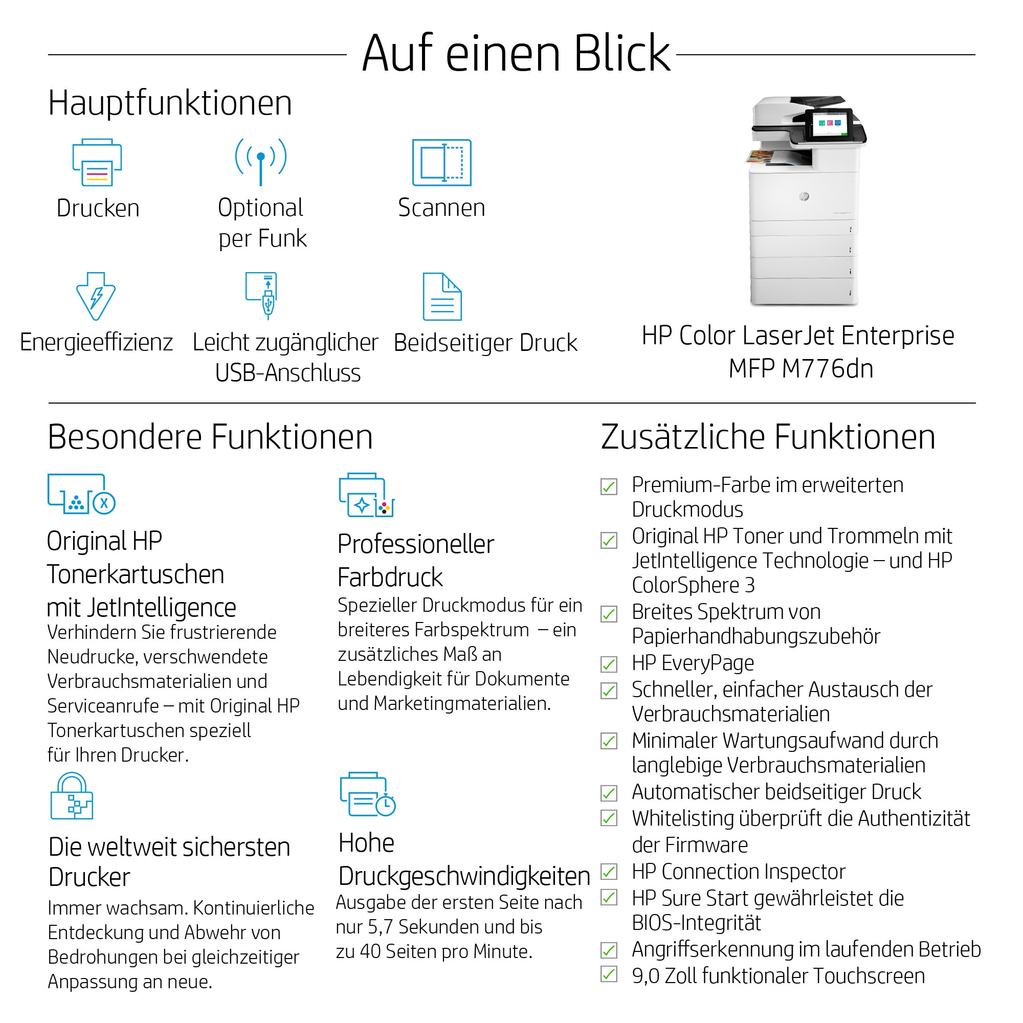 HP Color LaserJet Enterprise MFP M776dn - Multifunktionsdrucker - Farbe - Laser - 297 x 864 mm (Original)