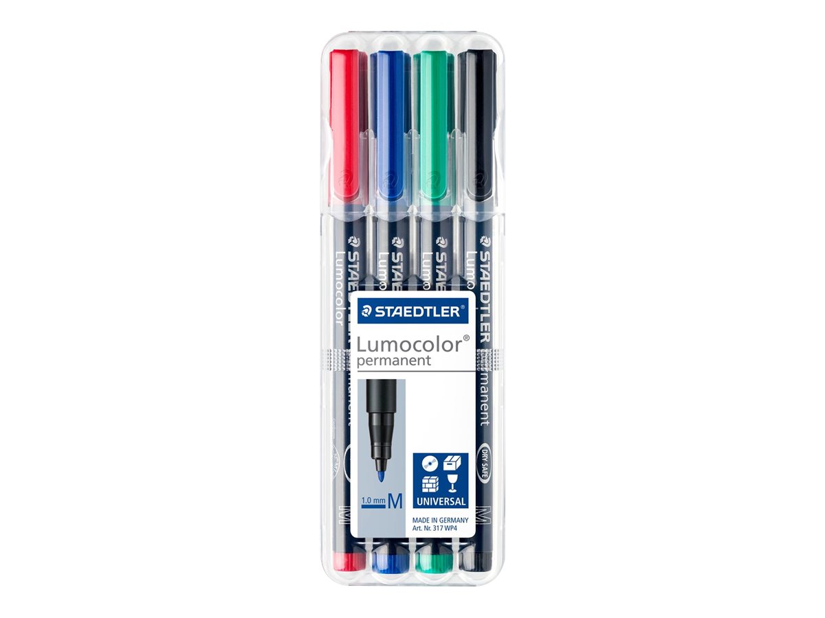 STAEDTLER Lumocolor 317 - Marker - permanent - Schwarz, Rot, Blau, Gr�n - 1 mm - Mittel (Packung mit 4)