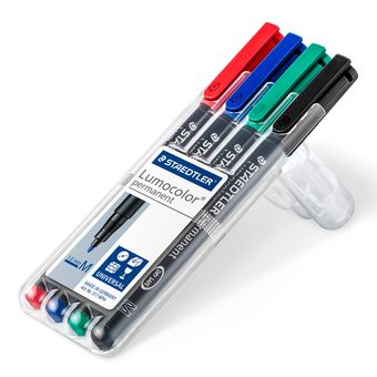 STAEDTLER Lumocolor 317 - Marker - permanent - Schwarz, Rot, Blau, Gr�n - 1 mm - Mittel (Packung mit 4)