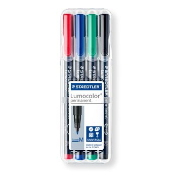 STAEDTLER Lumocolor 317 - Marker - permanent - Schwarz, Rot, Blau, Gr�n - 1 mm - Mittel (Packung mit 4)