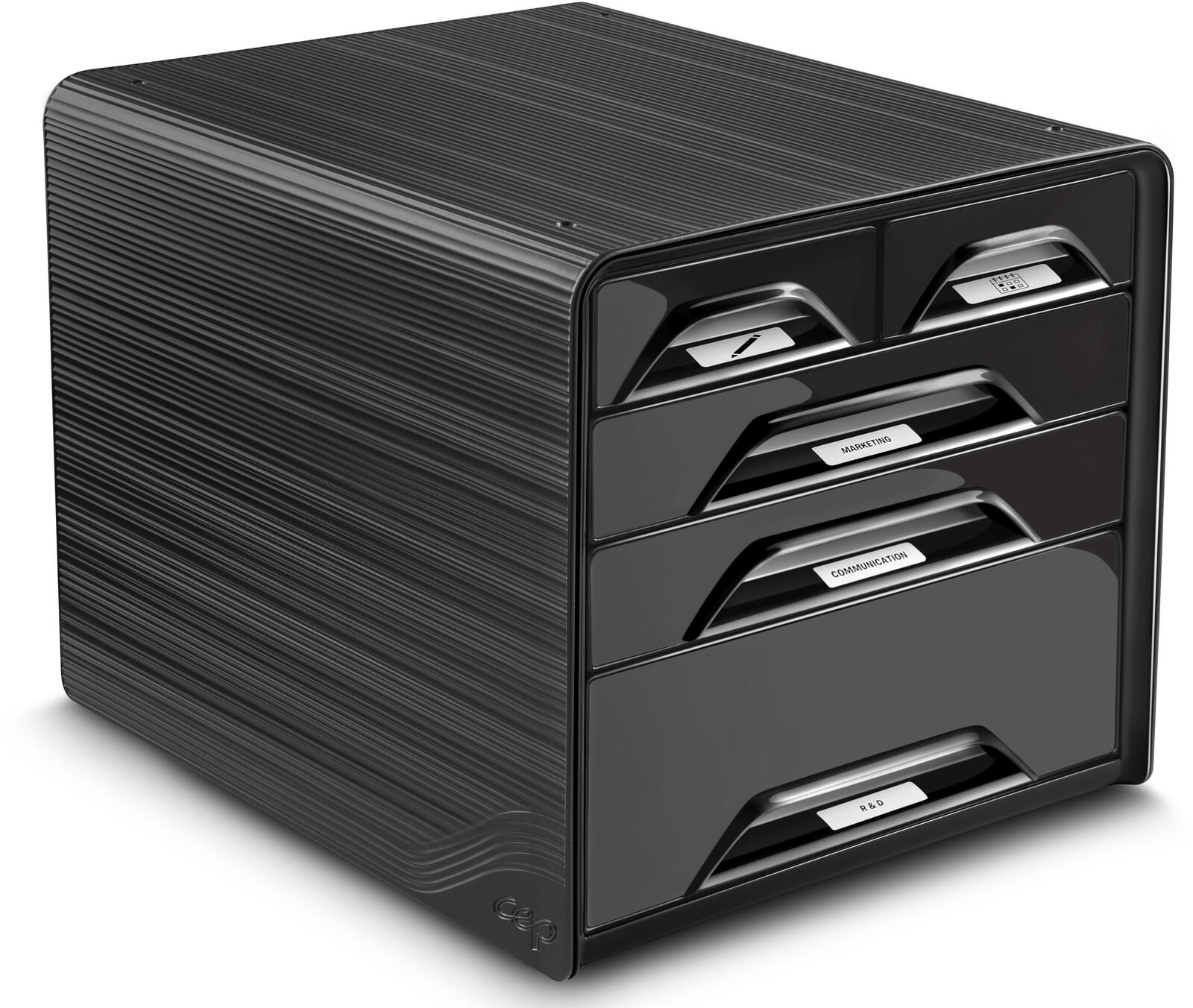 CEP Office Solution Schubladenbox Smoove schwarz DIN A4 mit 5 Schubladen