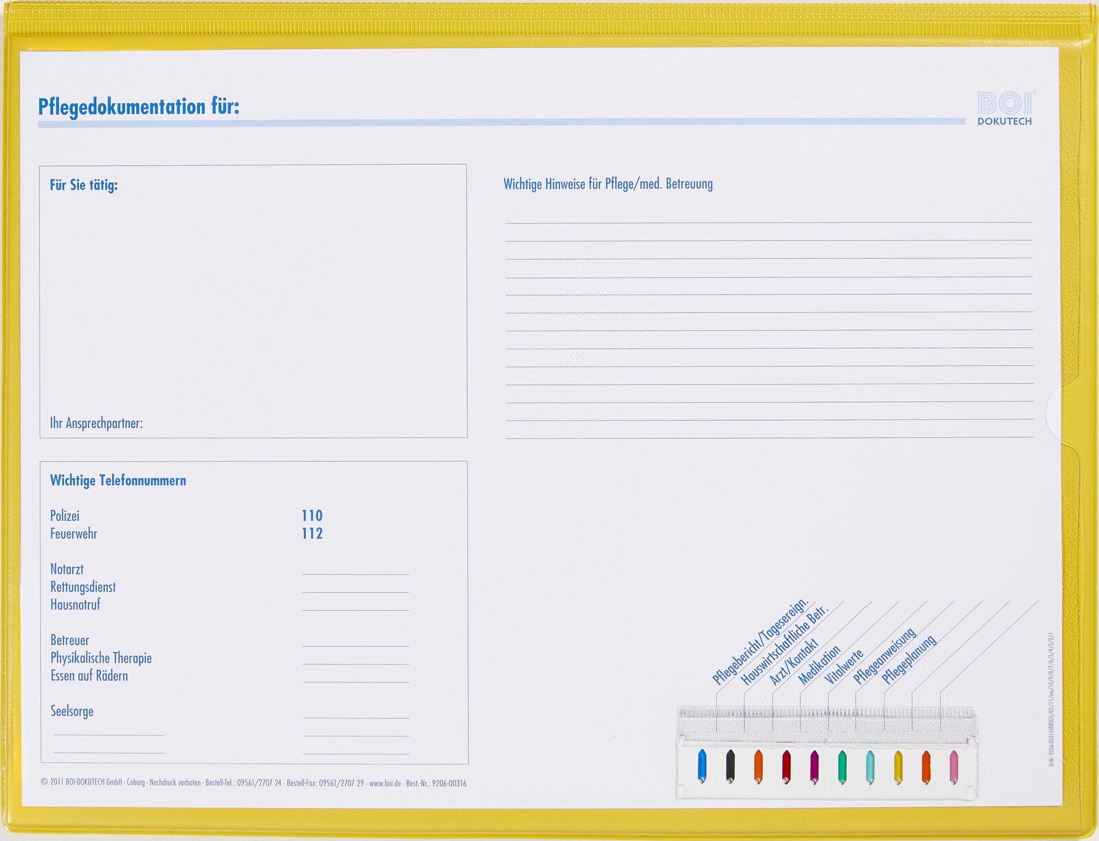 BOI Dokutech Patienten-Dokumentationsmappe Professional-Line DIN A4 quer gelb