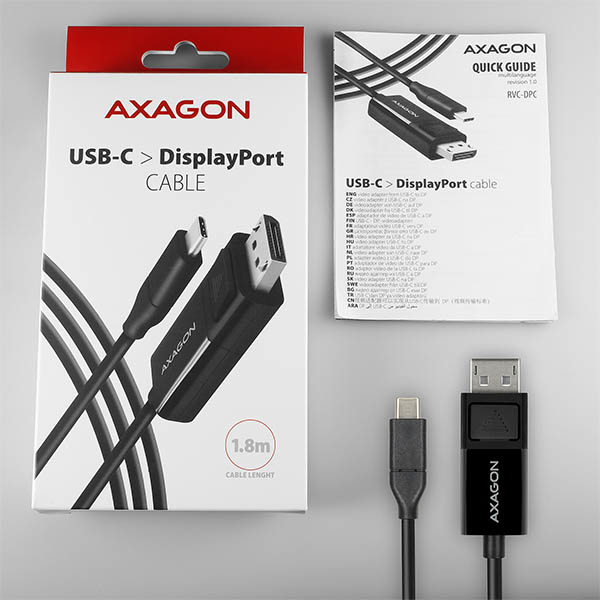 Axagon RVC-DPC c�ble vid�o et adaptateur 1,8 m USB Type-C DisplayPort Noir