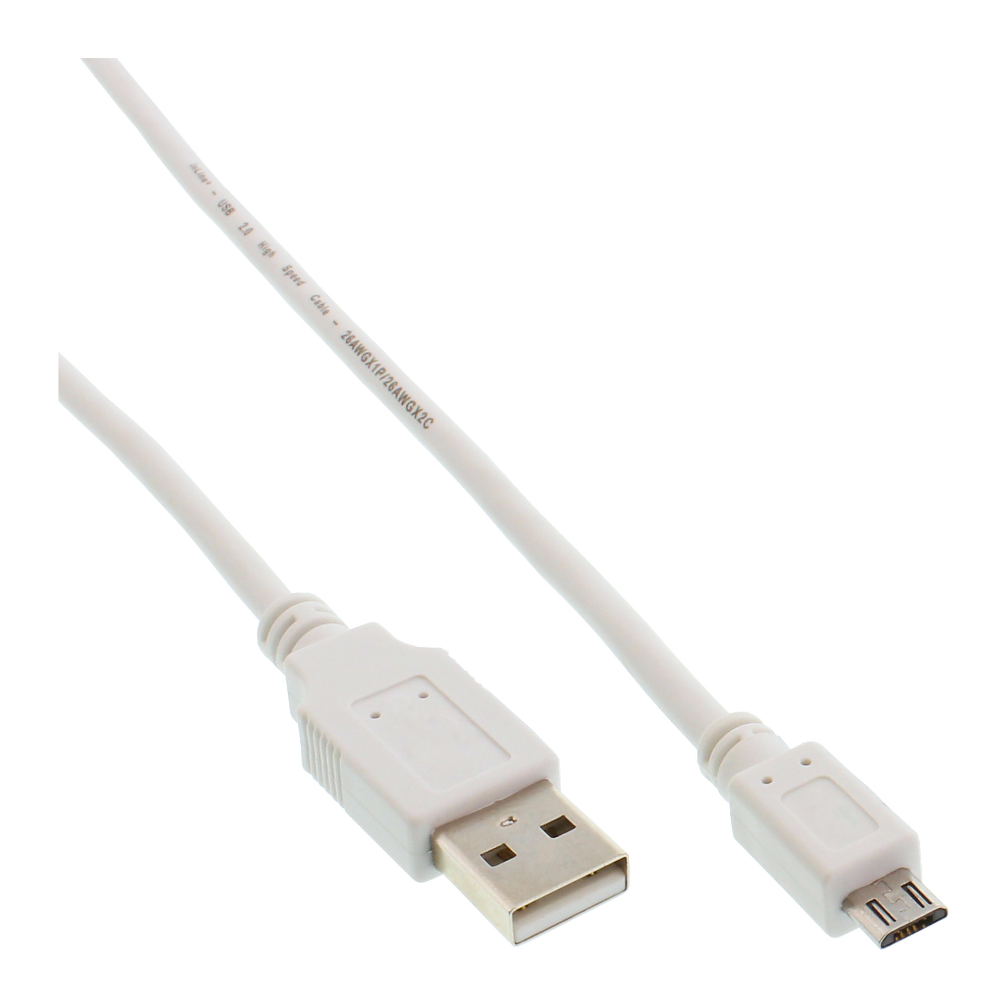 InLine Micro USB 2.0 Cable USB Type A male / Micro-B male, white, 5m