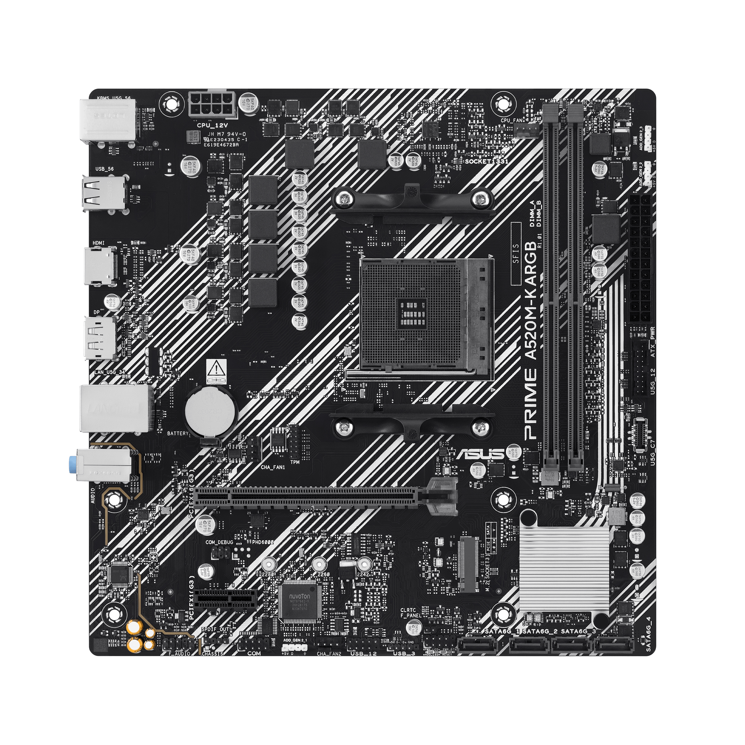 ASUS Prime A520M-K Argb Am4 - AMD Sockel AM4 (Ryzen) - Micro/Mini/Flex-ATX