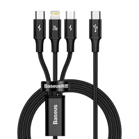 Baseus Rapid 3-in-1 - 1,5 m - USB A - USB C/Micro USB A/Lightning - 0,48 Gbit/s - Schwarz