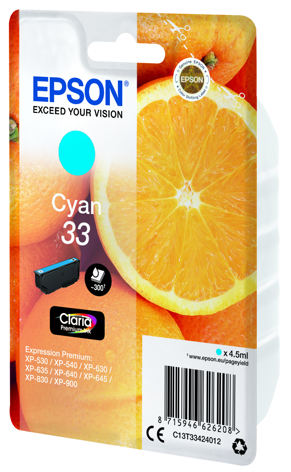 Epson Oranges Cartuccia Ciano T33 Claria Premium