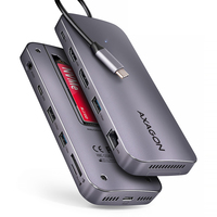 AXAGON HMC-12GM2 USB 10Gbps hub 3x USB-A USB-C HDMI DP RJ-45 M.2 SD/mSD audio