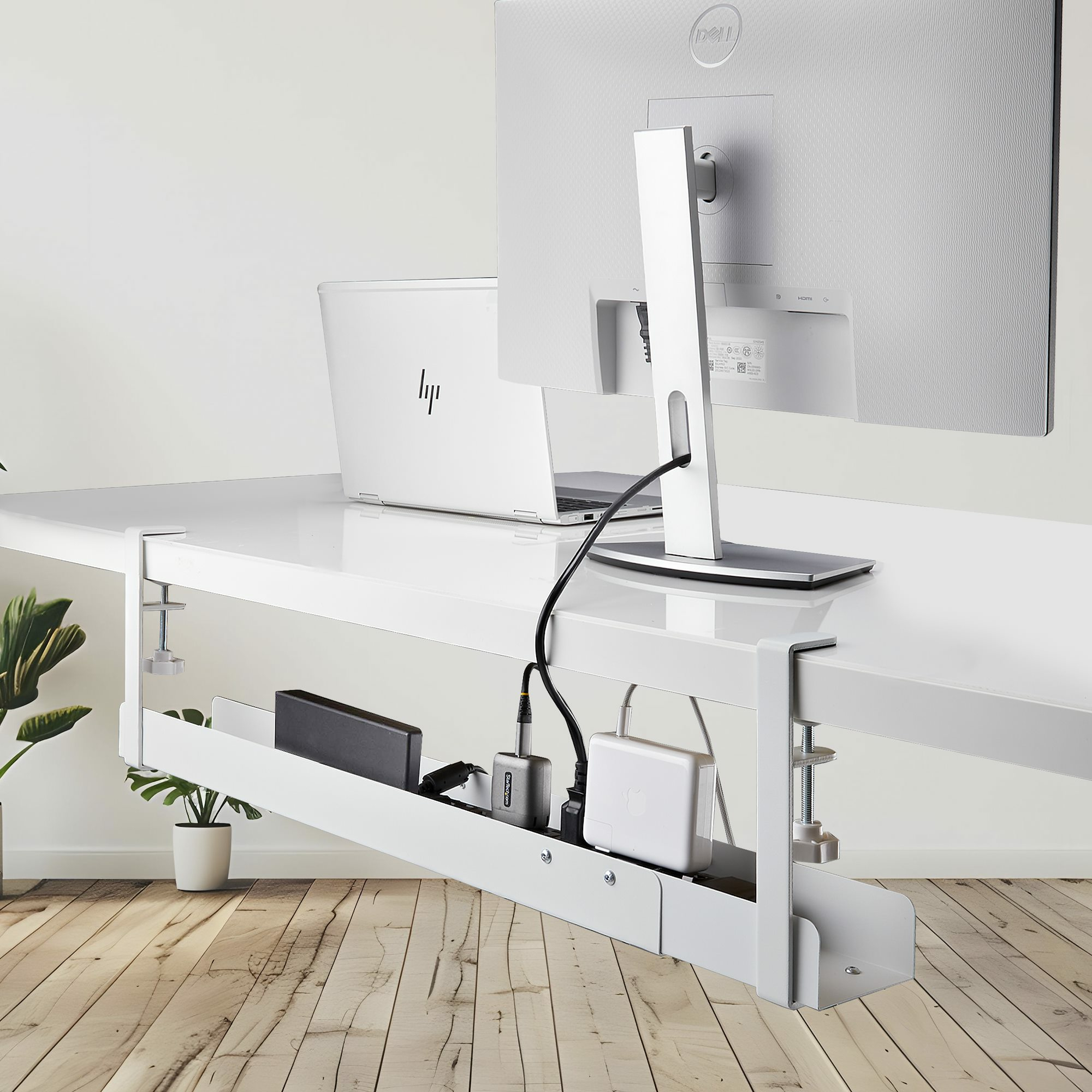 StarTech.com Under Desk Cable Management Tray, Clamp-on Installation