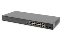 Digitus 16 Port Gigabit PoE Switch, 19 Inch, Unmanaged, 2 SFP Uplink