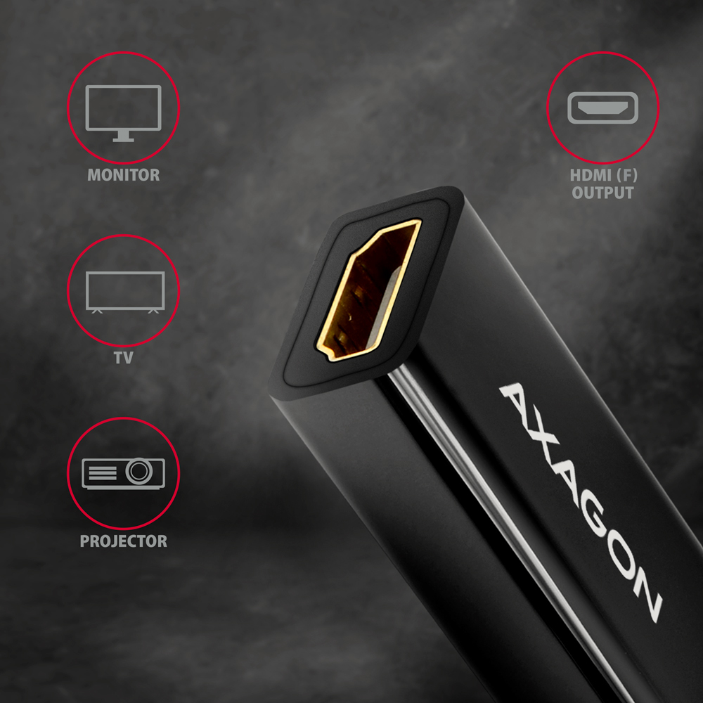 Axagon RVDM-HI14N cavo e adattatore video 0,15 m Mini DisplayPort HDMI Nero
