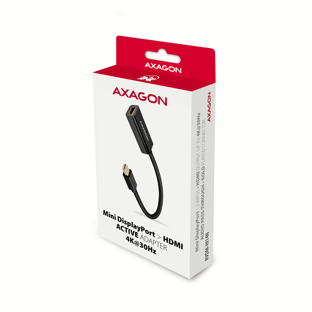 Axagon RVDM-HI14N cavo e adattatore video 0,15 m Mini DisplayPort HDMI Nero