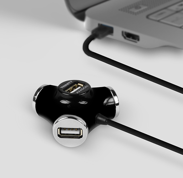 Axagon HUE-X3B interface hub USB 2.0 480 Mbit/s Black