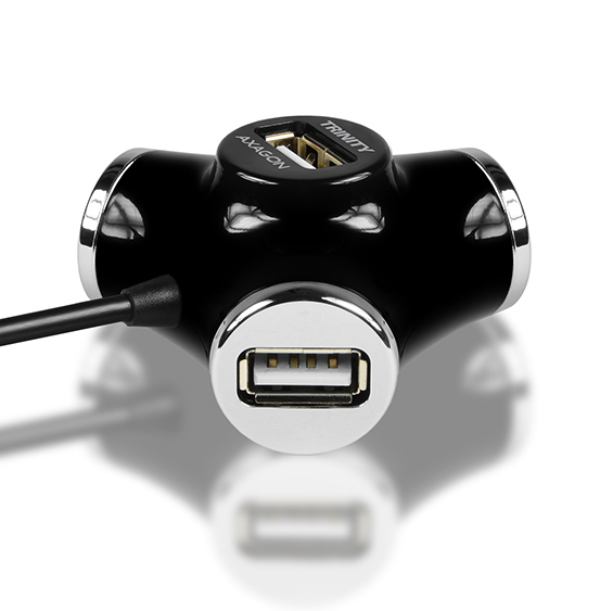 Axagon HUE-X3B interface hub USB 2.0 480 Mbit/s Black